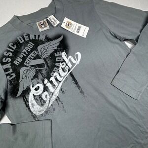 Cinch Boys 12 Classic Ride Graphic Long‎ Sleeve T-Shirt Top Gray NWT